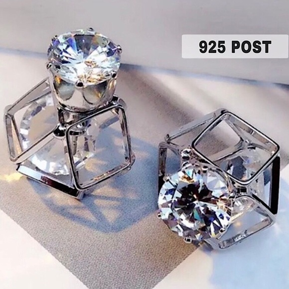 ⚜️[𝟯/$𝟮𝟴]⚜️CZ 925 Silver Geometric Earrings NEW - Picture 10 of 10